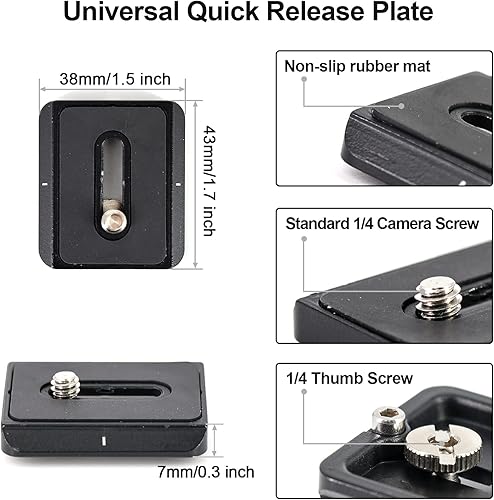 Miniatura 4 de HUNTPAL Soporte de cabeza de bola de trípode para rifles, soportes para pistola, placa Arca Swiss con tornillo de 1/4 pulgadas, montaje de rosca de
