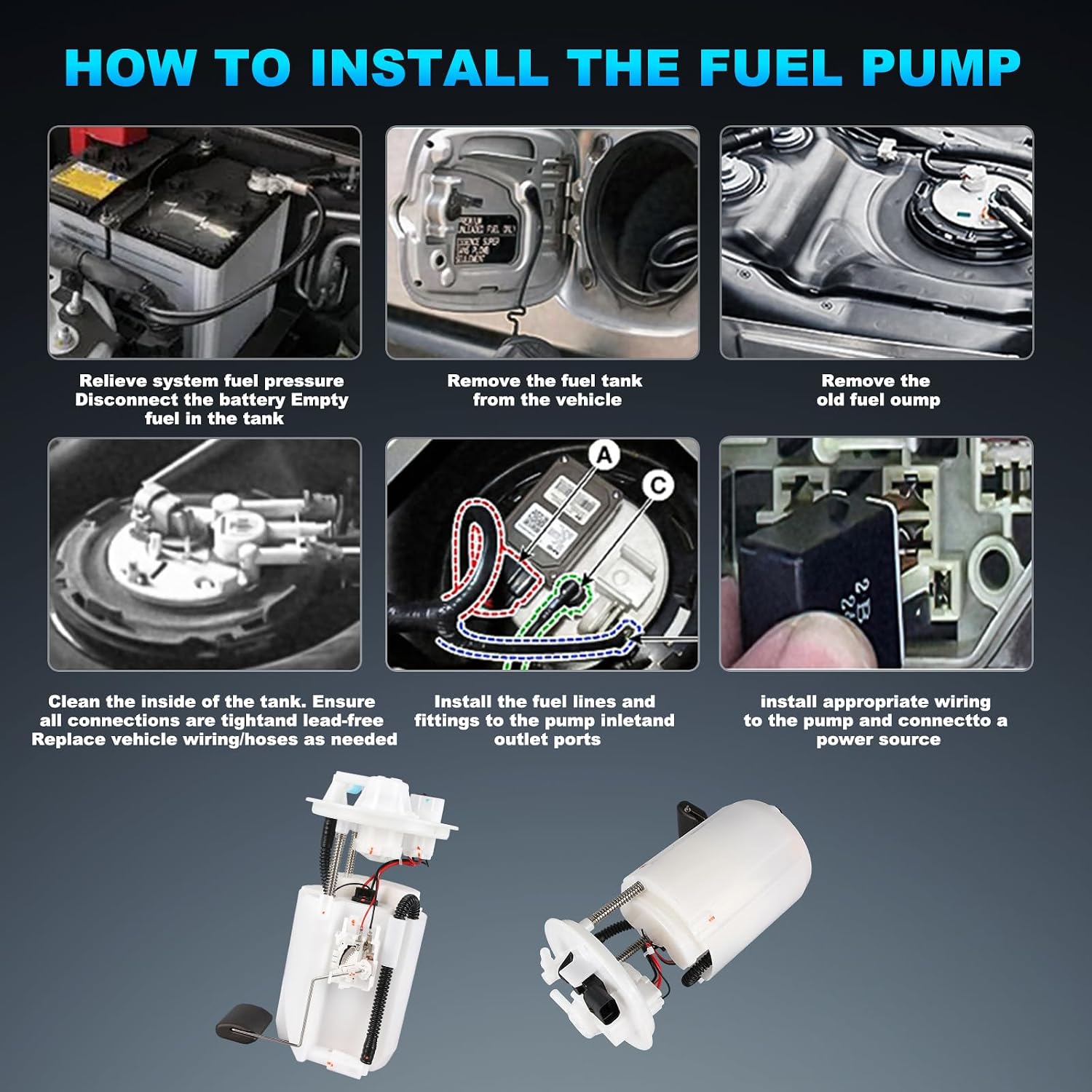 OTO-K Electric Fuel Pump Module Assembly Compatible with Kia Soul 2010 2011 2012 2013 L4 1.6L 2.0L Gas,Pompa De Gasolina with Pressure Sensor Replaces#311113L800 311102K600