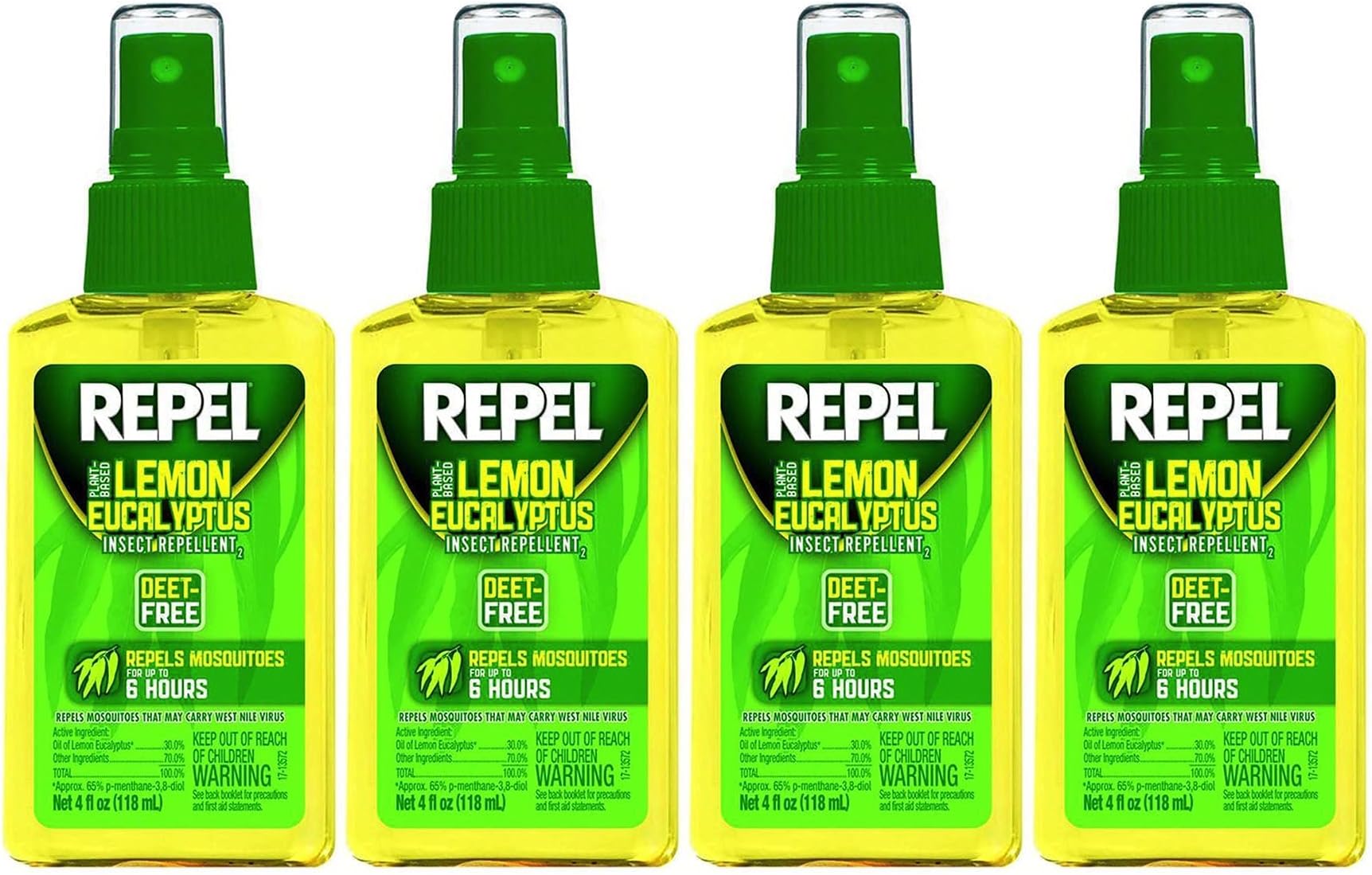 Repel Lemon Eucalyptus Natural Insect Repellent, 4Ounce Pump Spray, Pack of 4