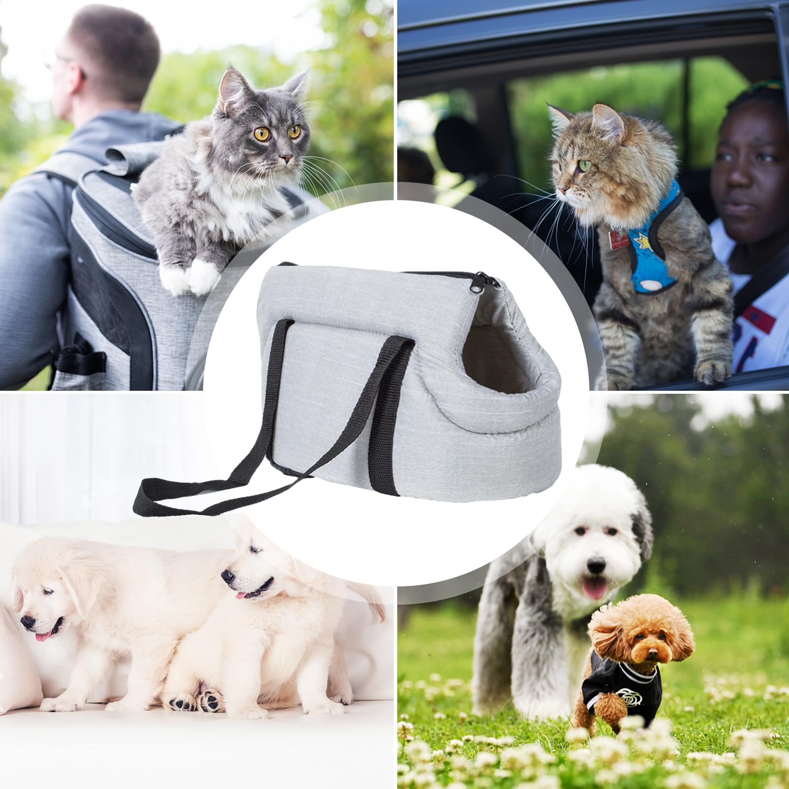 Bolso Transporte Mascota Para Coche, Malla Transpirable Impermeable - Para Gatos Perros Pequeños Conejos