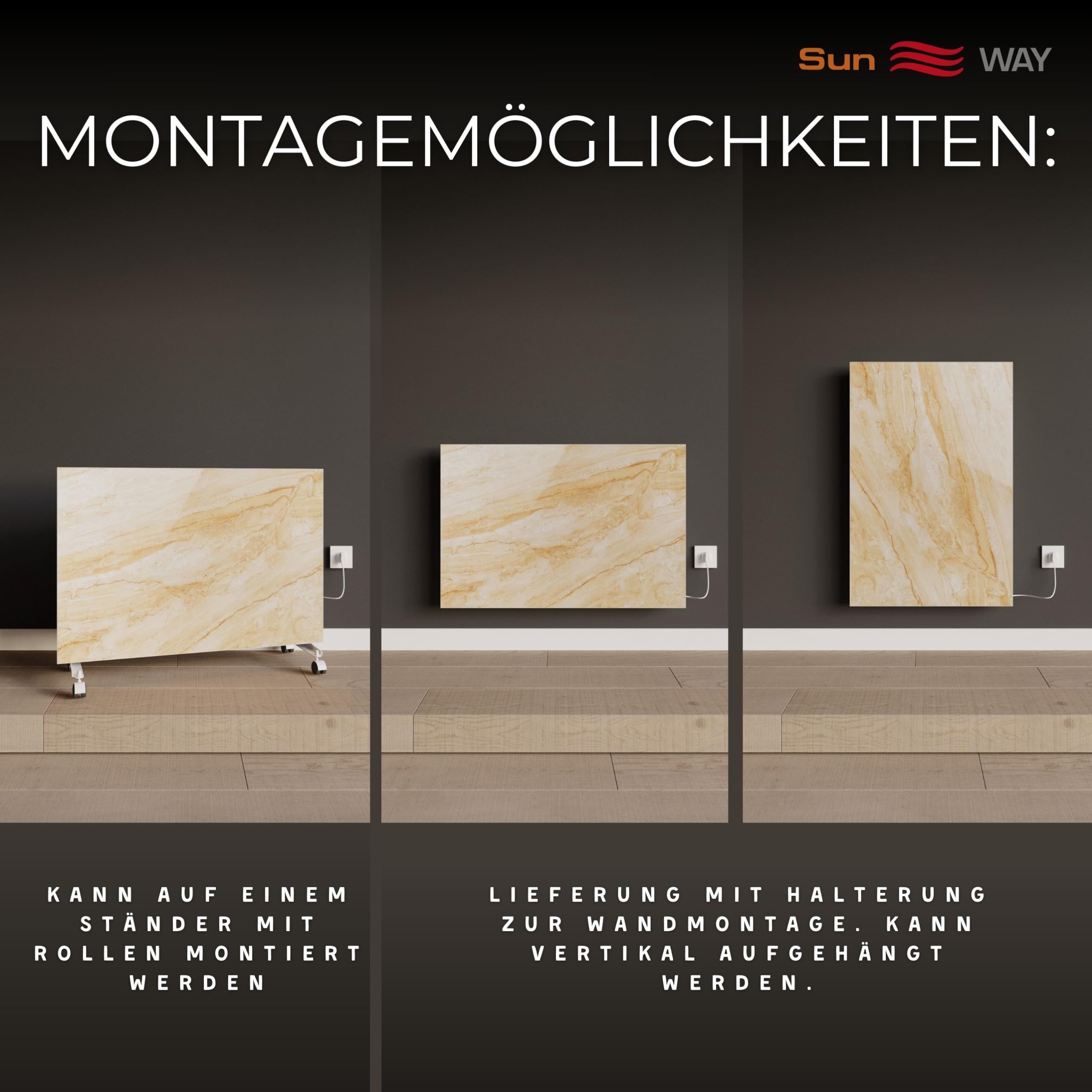 Ceramiczny grzejnik. Konwektor podczerwieni. Sun WAY TCH-RA 750 watt | Ogrzewanie do 15 m² | Z wbudowanym programatorem