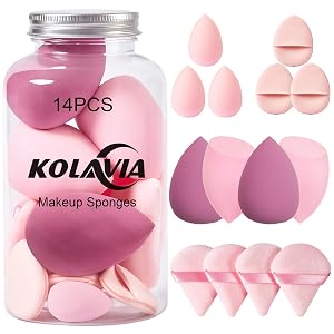 14PCS Makeup Sponge Set Beauty Blender Sponge for Foundation Blending with 3PCS Mini Makeup Sponges 4PCS Triangle Powder
