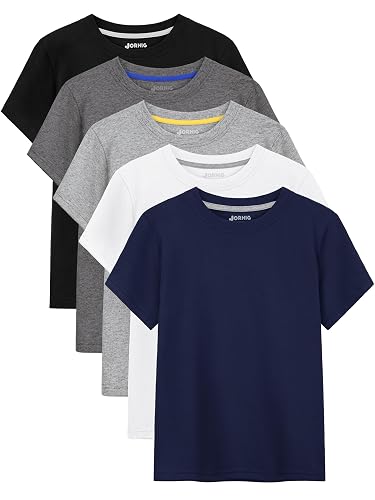 JORHIG 5 Pack Boys Cotton Short Sleeve T-Shirts