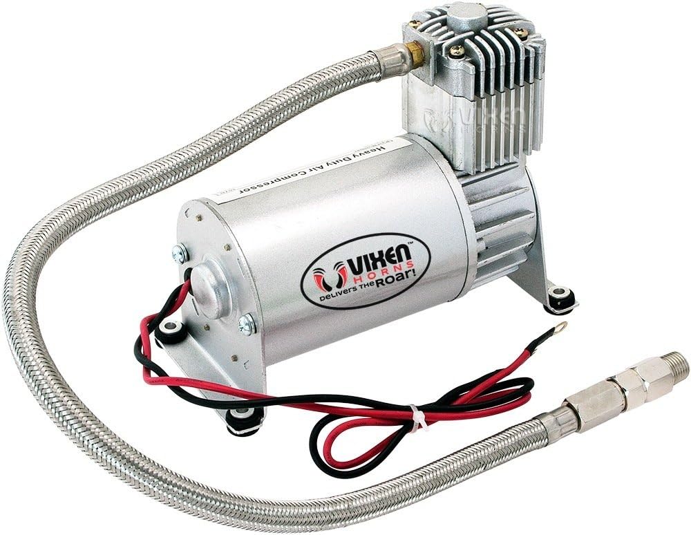 Vixen Horns Train Horn Kit for Trucks/Car/Semi. Complete Onboard System- 150psi Air Compressor, 1.5 Gallon Tank, 3 Trumpets. Super Loud dB. Fits Vehicles like Pickup/Jeep/RV/SUV 12v VXO8715/3118