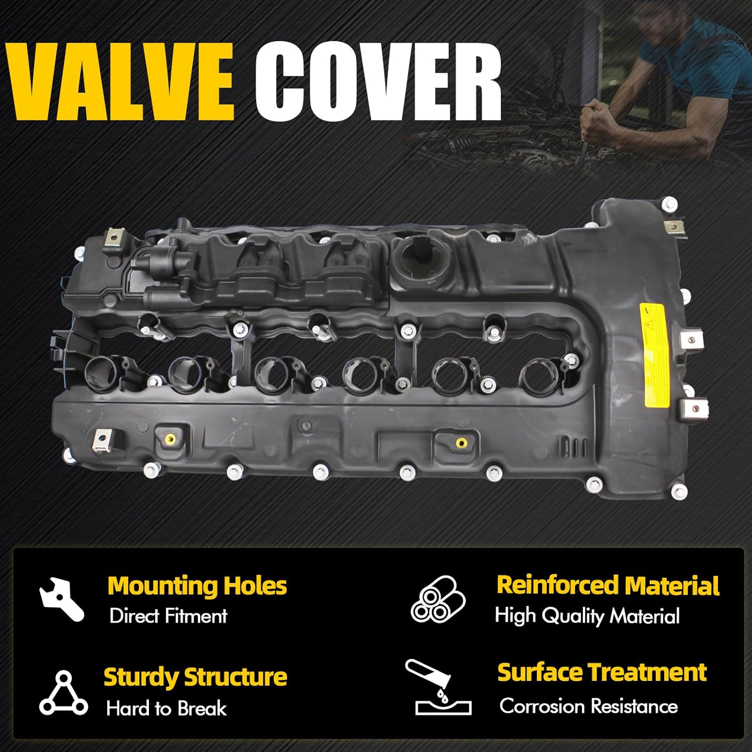 Engine Valve Cover Compatible with BMW 135i 2008-2010 335i 2007-2010 335is 2011-2013 335xi 2007-2008 535i 2008-2010 740i 2011-2012 X6 2008-2010 Z4 2009-2016 3.0L L6 OE 11127565284