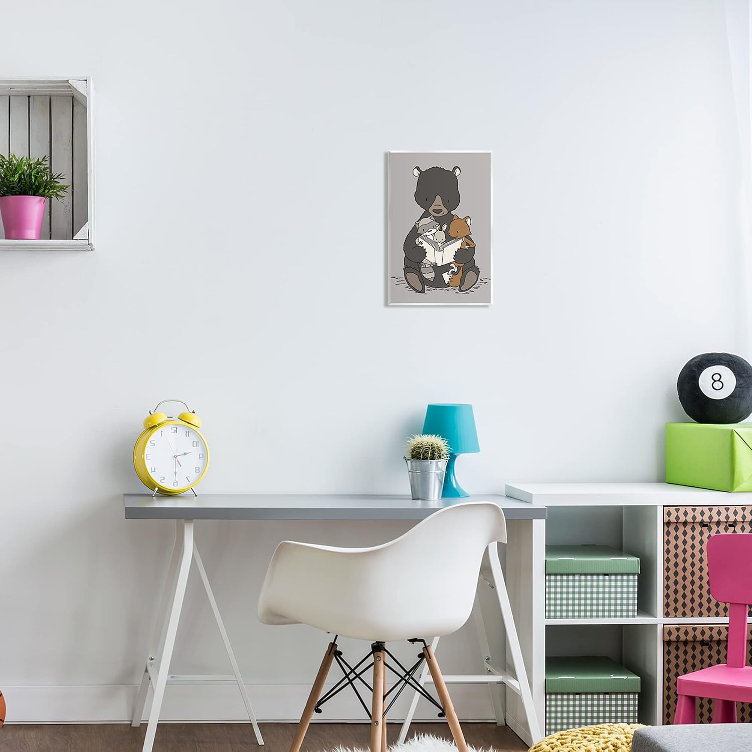 Stupell Industries Woodland Animals Family Bear Reading Book to Babies Wood Wall Art, Design By Sweet Melody Designs