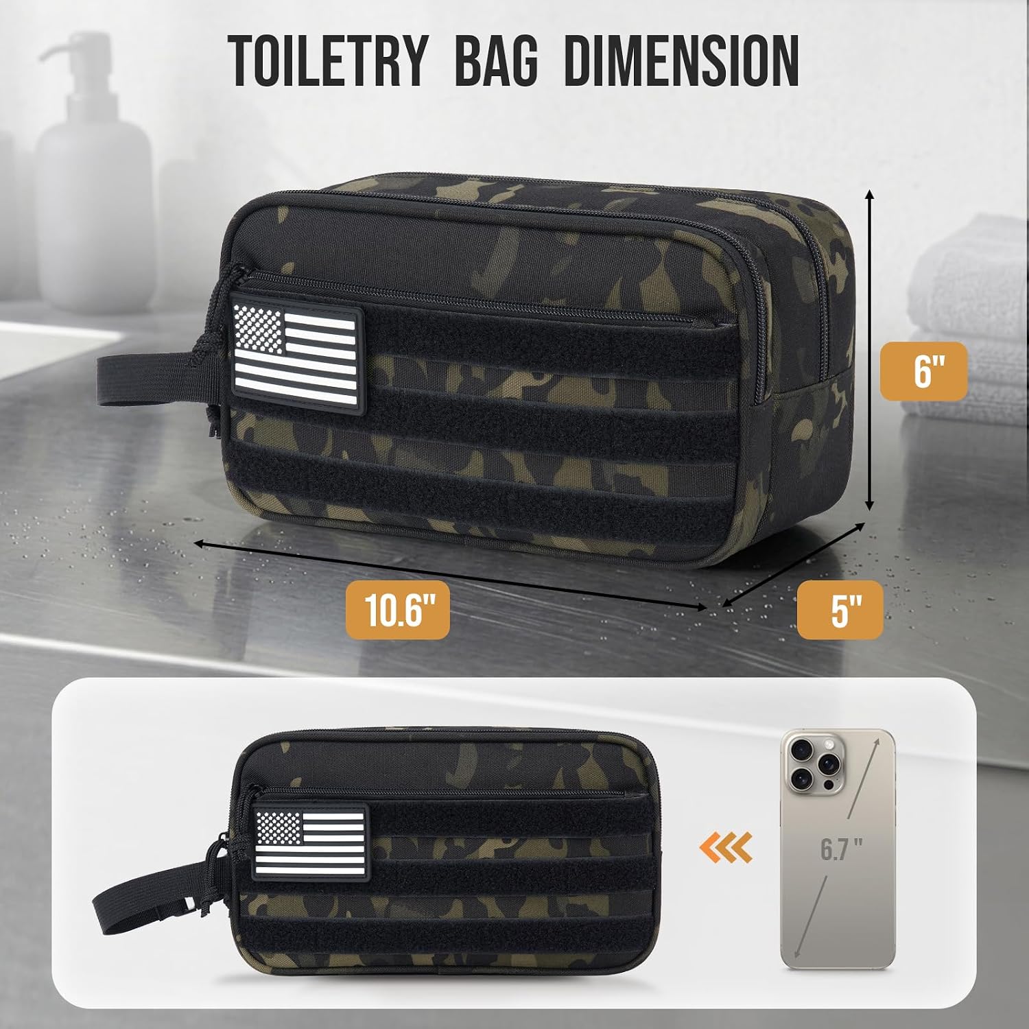 Tactical Toiletry Bag for Men Hygiene Bag Military Tool Camo Green image 2