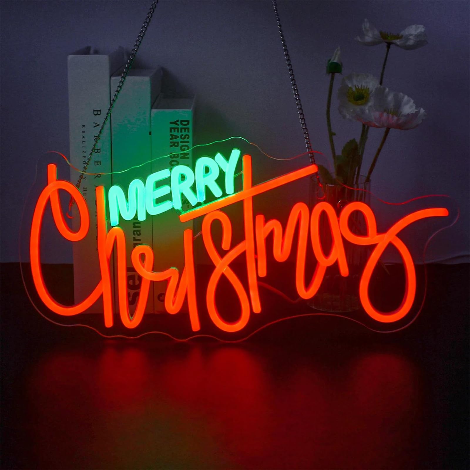Letrero neón Feliz Navidad, Letrero led Rojo y Verde para decoración de Pared, letreros Luces neón Feliz Navidad para Fiesta Navidad, Bar, hogar, luz de neón led de Navidad