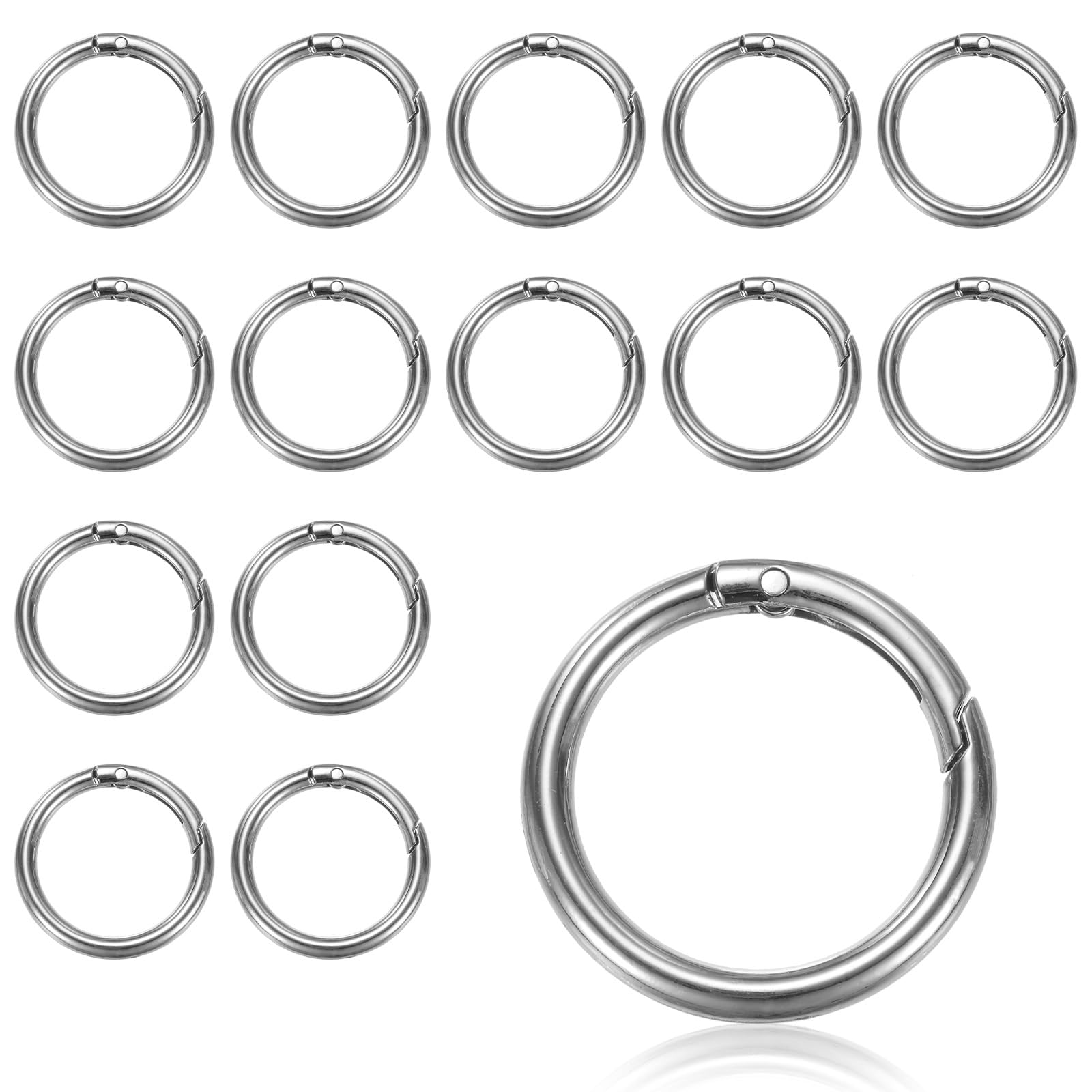 M METERXITY 15-Pack Spring O Rings, Rustproof Alloy Round Spring Ring Clasp for Purses/DIY Crafts