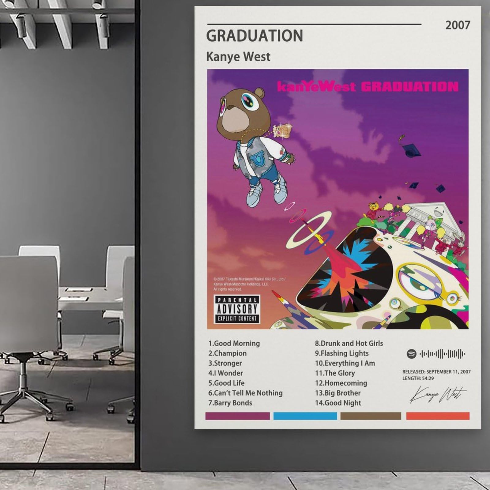 TANZEM Kanye West Poster con copertina di album di laurea, pittura decorativa su tela, poster decorativo
