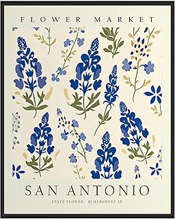 San Antonio Flower Market Art Print Poster, Flower Decor Wall Art, Botanical Decoration for Bedroom, Living Room (San Antonio, 11x14 inches (Unframed))