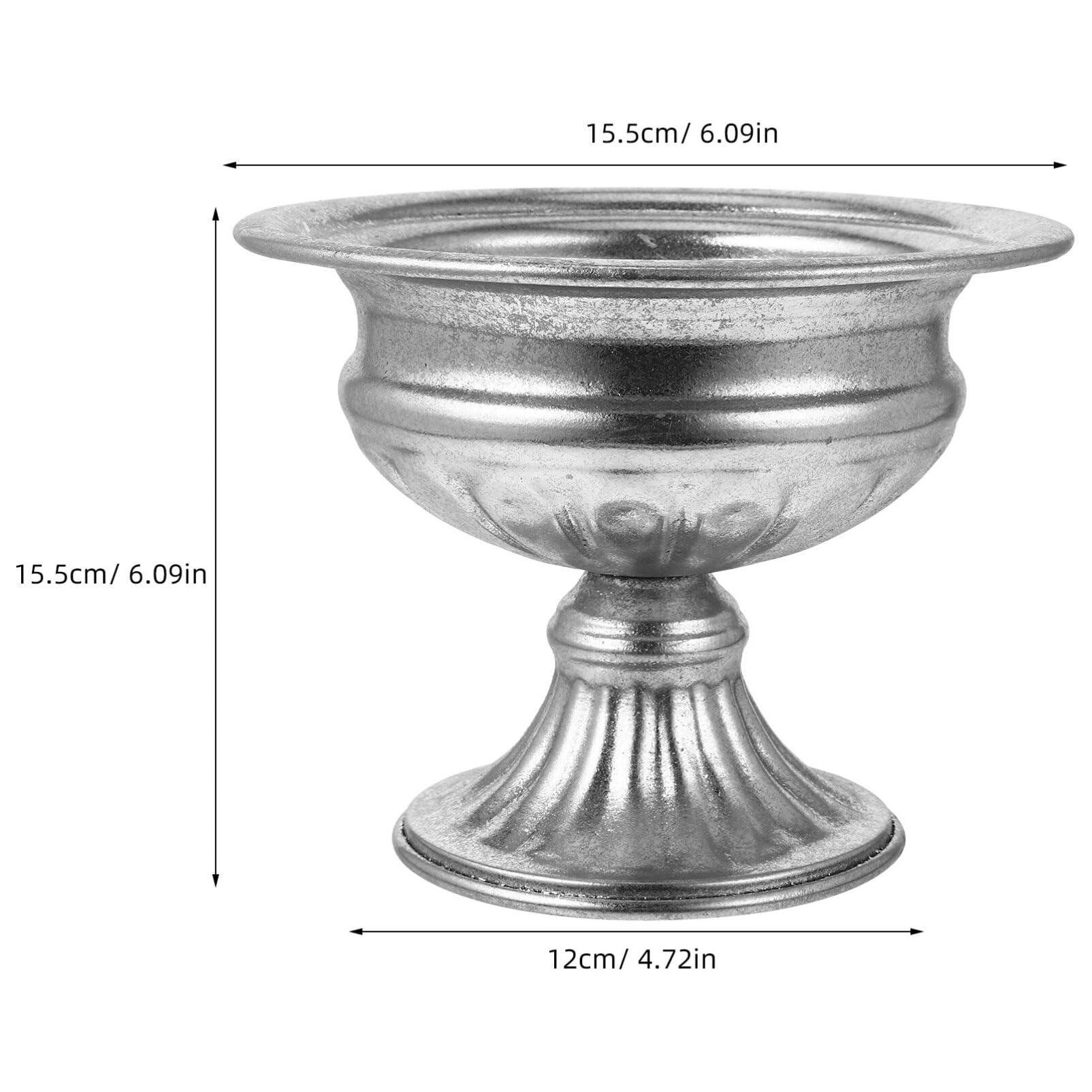 Happyyami Metal Wedding Trumpet Vase Stand Silver Urn Vase Troman Planter Pot Tabletop Wedding Centerpieces Pot Easter Party Decoration - Image 3