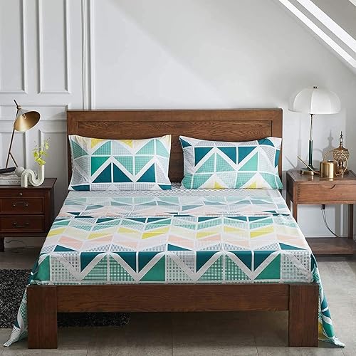 Miniatura 6 de Juego de edredón en una bolsa, 7 piezas, tamaño King, cubos coloridos, amarillo y verde, cubrecama completo transpirable de verano (1 edredón, 2
