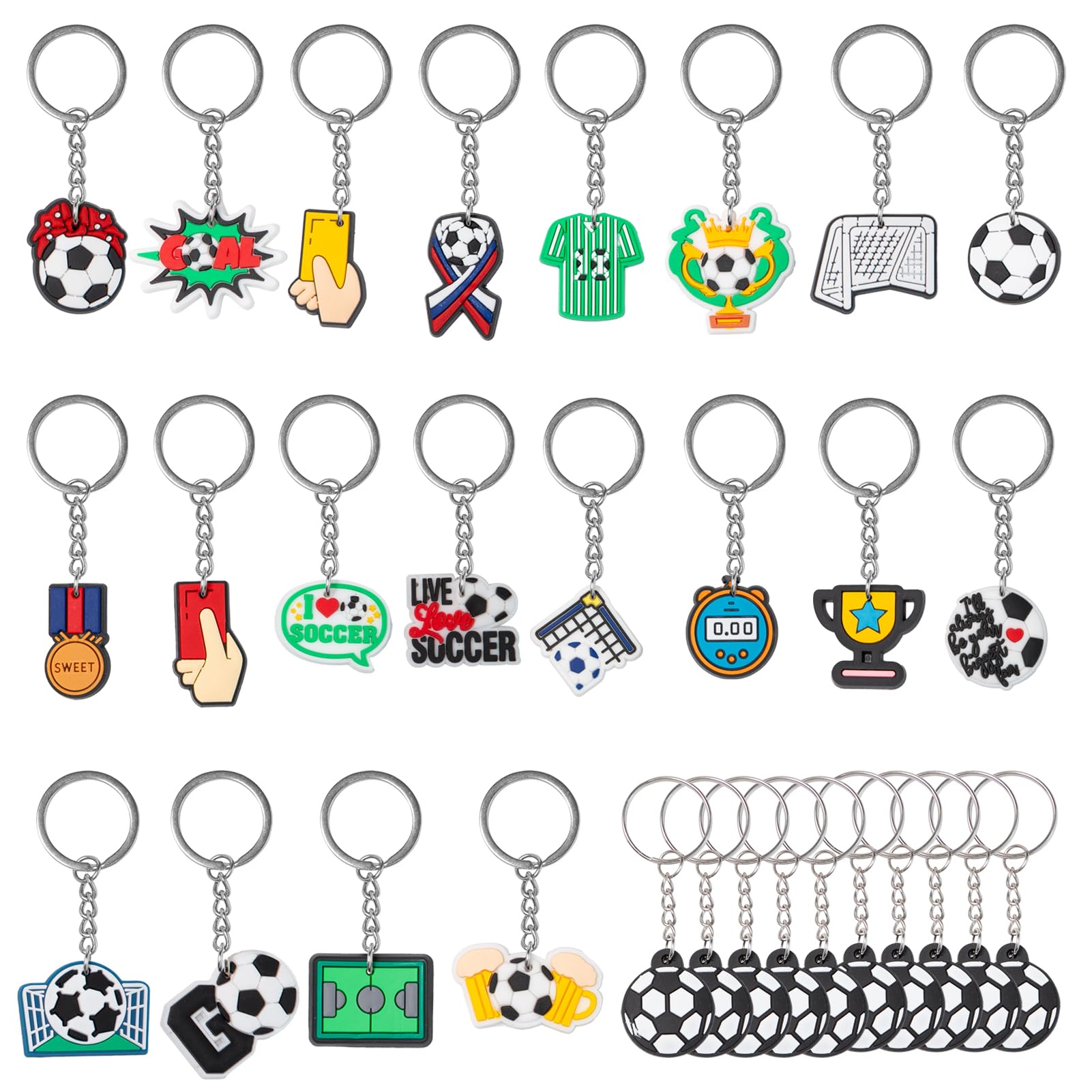 10er Set Fußball-Schlüsselanhänger Für Kinder - Bunte Cartoon-Designs, Perfekt Als Mitgebsel Für Partys