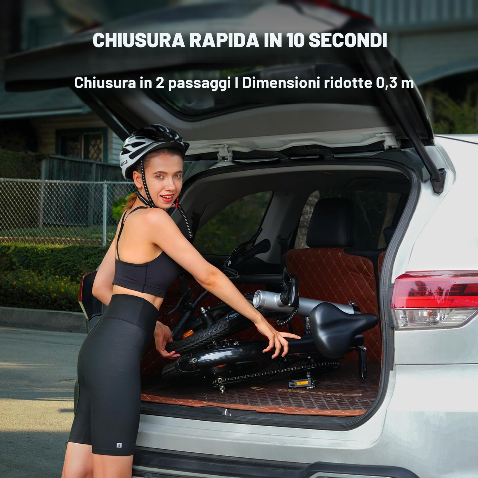 E-Bike 16" Pieghevole, Batteria Integrata, 25 km/h, LCD, Adulti