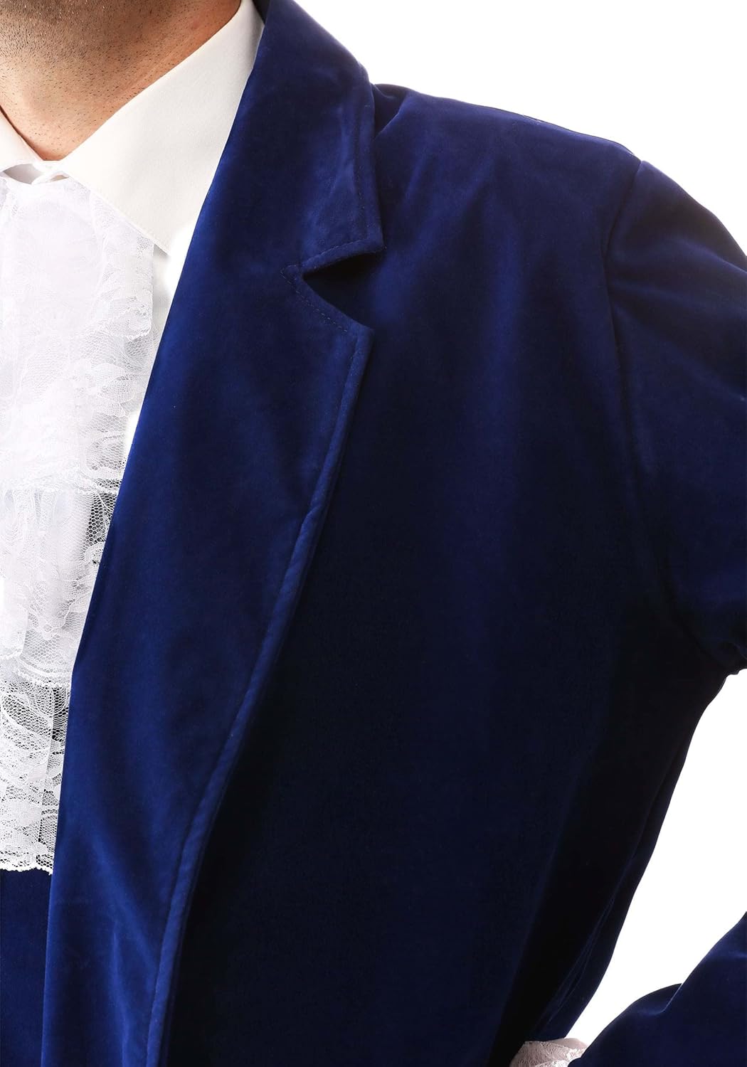 Mens 60's Spy Swinger Deluxe Halloween Costume | Adult Shagadelic Outfit with Navy Blue Velvet with Lace Cuffs, Vest, & Pants - Image 8