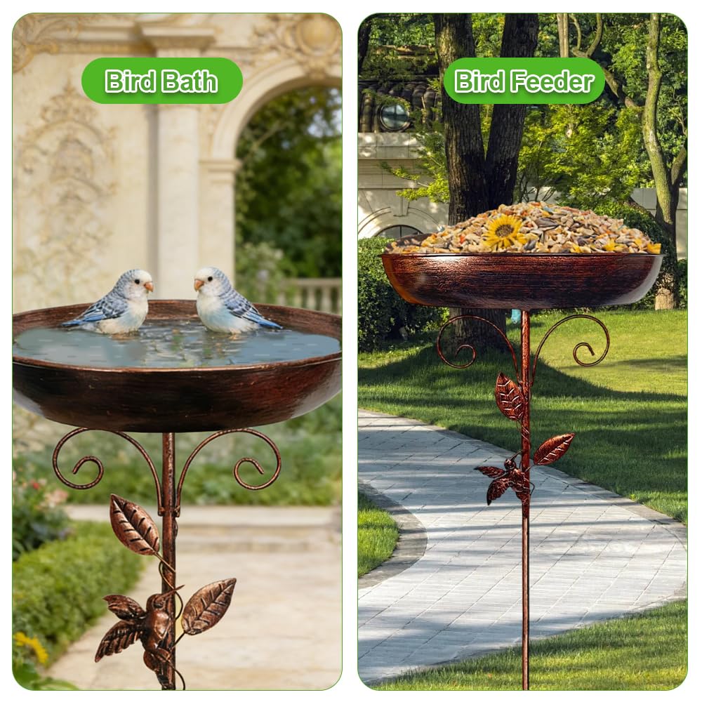 Bain d'oiseaux sur pied, vintage, avec base à 5 griffes, en métal vintage, pour l'extérieur, jardin, cour, pelouse