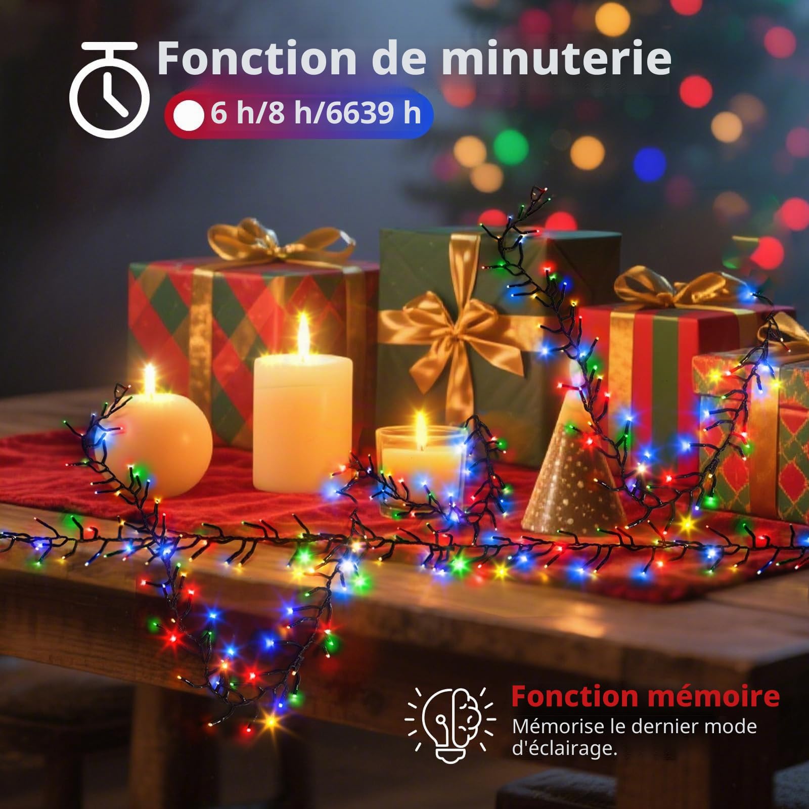HELESIN Guirlande Lumineuse LED, 1200 LED 18M Multicolore Noël Guirlande Lumineuse D'extérieur avec 12 Modes et Minuterie pour Jardin, éclairage de Noel avec Télécommande pour arbre de Noël