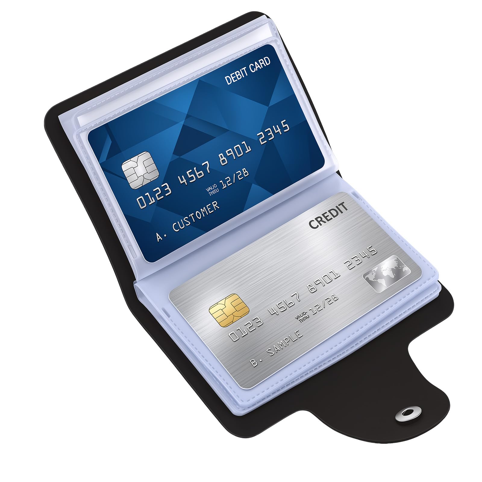 Black Credit Card Holder Wallet, PU Leather Business Card Organizer Slim