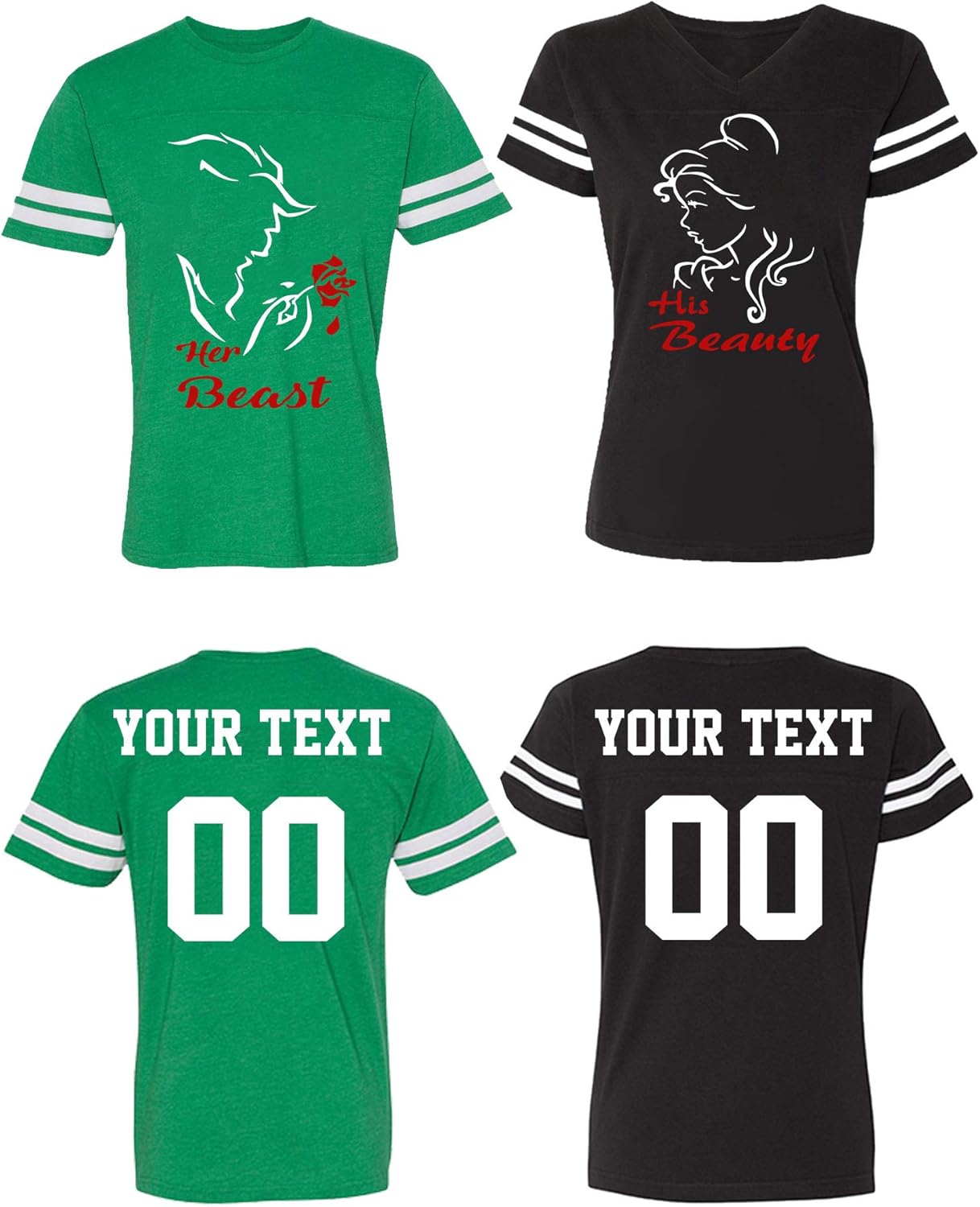 Custom Couple Matching Cotton Jerseys His & Her Matching Couple T-Shirts Jersey