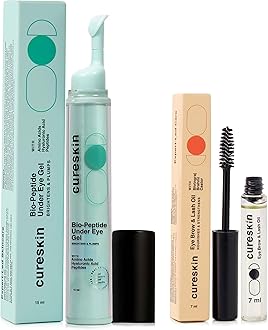 Cureskin Eye Care Combo | Eye Brow & Lash Oil | Bio-Peptide Under Eye Gel to Reduce Dark Circles | Eyelash Growth Serum | Under Eye Cream for Dark Circles for Women and Men | Lash Serum for Eyelash Growth