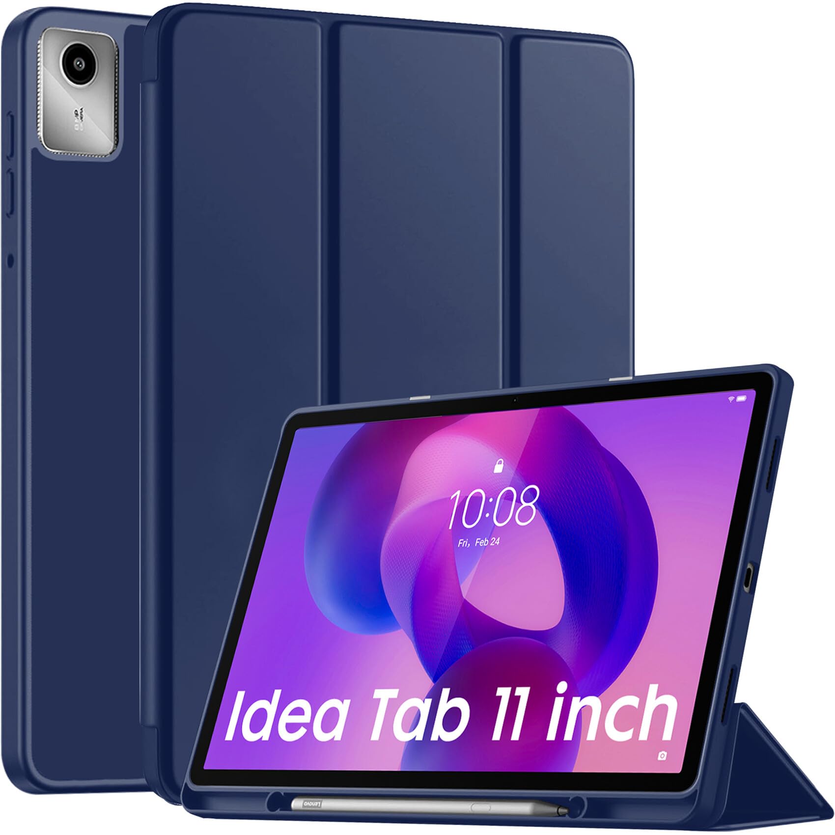 Robustrion Case Cover for Lenovo Idea Tab Cover 11" with [Pencil Holder], Trifold Flip Cover Case for Lenovo Idea Tab Cover 11" [Auto Sleep Wake Support] - Navy-image-34