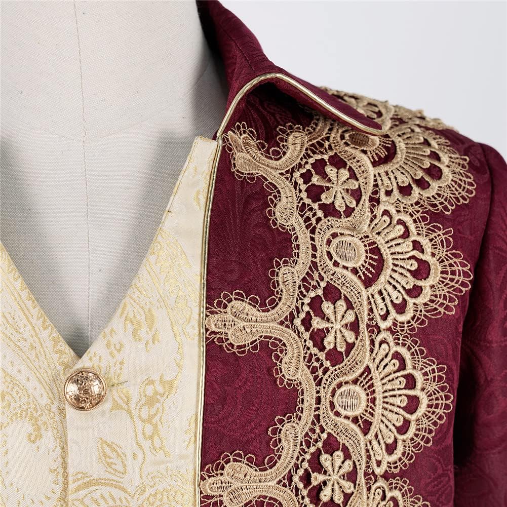 Crubelon Men Steampunk Medieval Jacket Gothic Victorian Frock Coat Uniform - Image 4