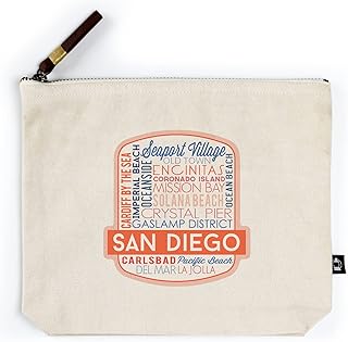 Lantern Press San Diego, California, Typography, Contour (100% Cotton Canvas Travel Accessory Go Bag)