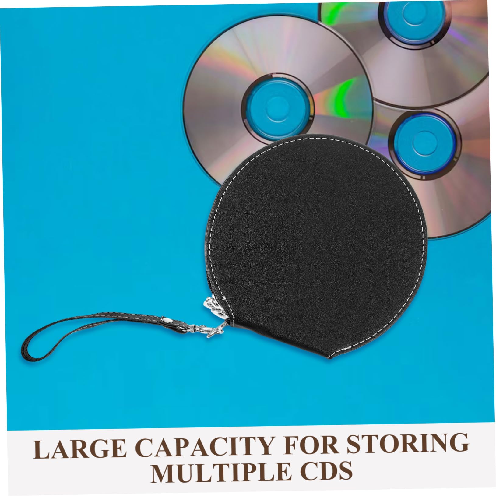 PartyKindom Porta CD per Auto capacità 20 Dischi, Custodia Sottile e Compatta in Pu Nero, Facile da Pulire Design Elegante, per Casa e Viaggio