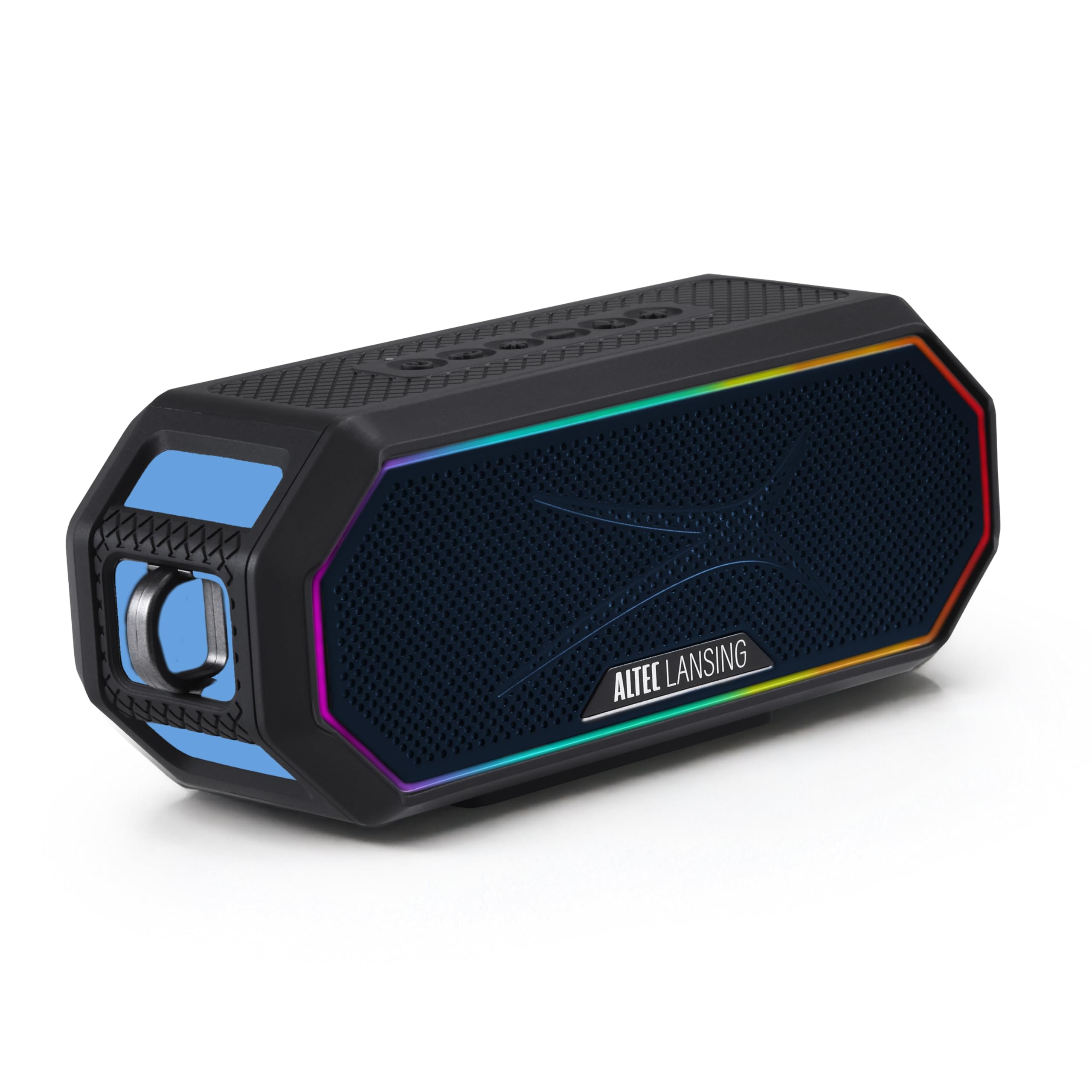 Altec Lansing Magnetic Bluetooth Speaker HYDRAJOLT 2.0, Waterproof IP67, 12W Output Power, 16H Battery, Multicolor LED, 100ft Wireless Range, Voice Assistant, USB-C Quick Charge