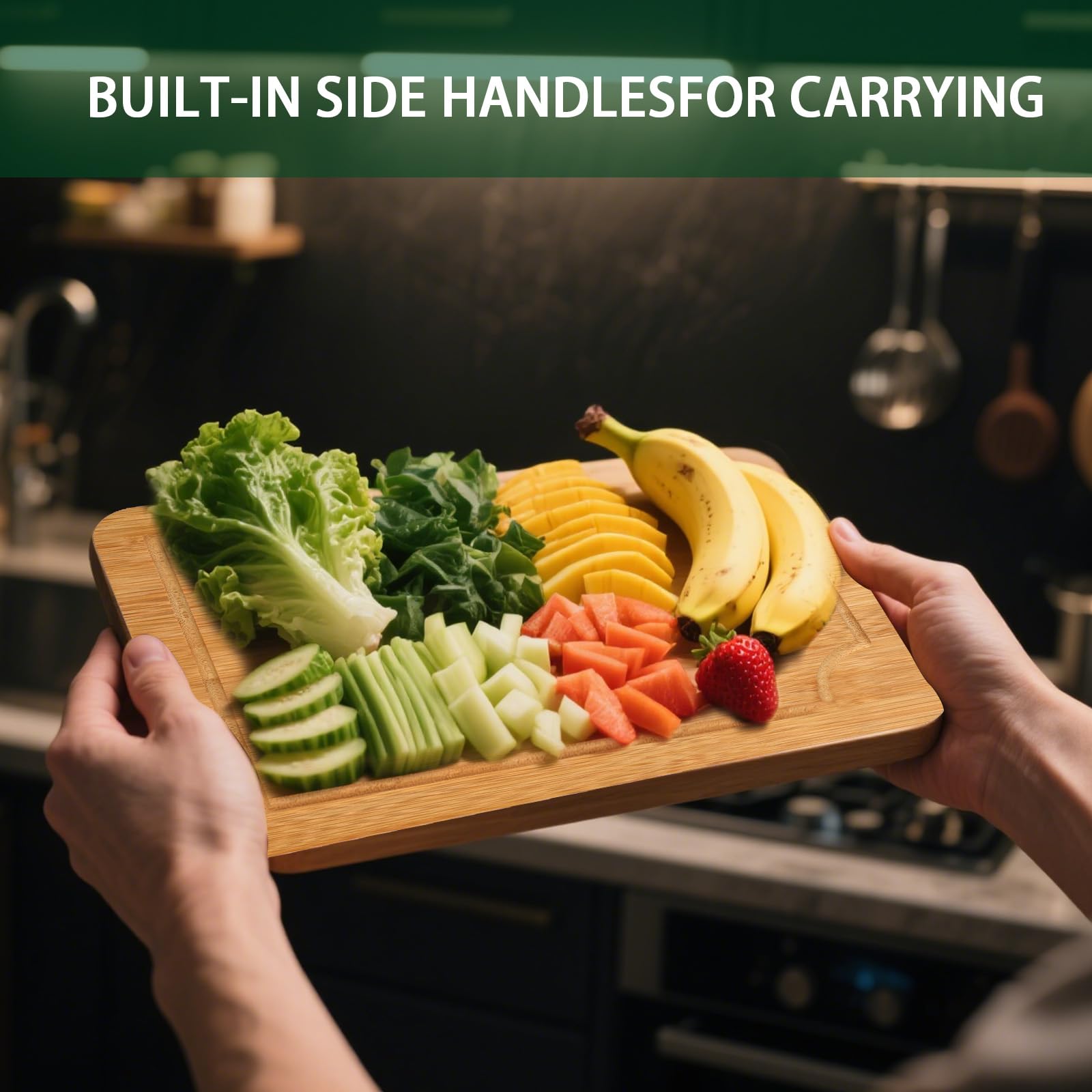 Set 3 Taglieri in Legno Bambù – Tagliere da Cucina con Canalina per Succo – Tagliere Legno Ecologico per Pane, Carne, Frutta e Verdura – Taglieri Cucina Resistenti e Pratici