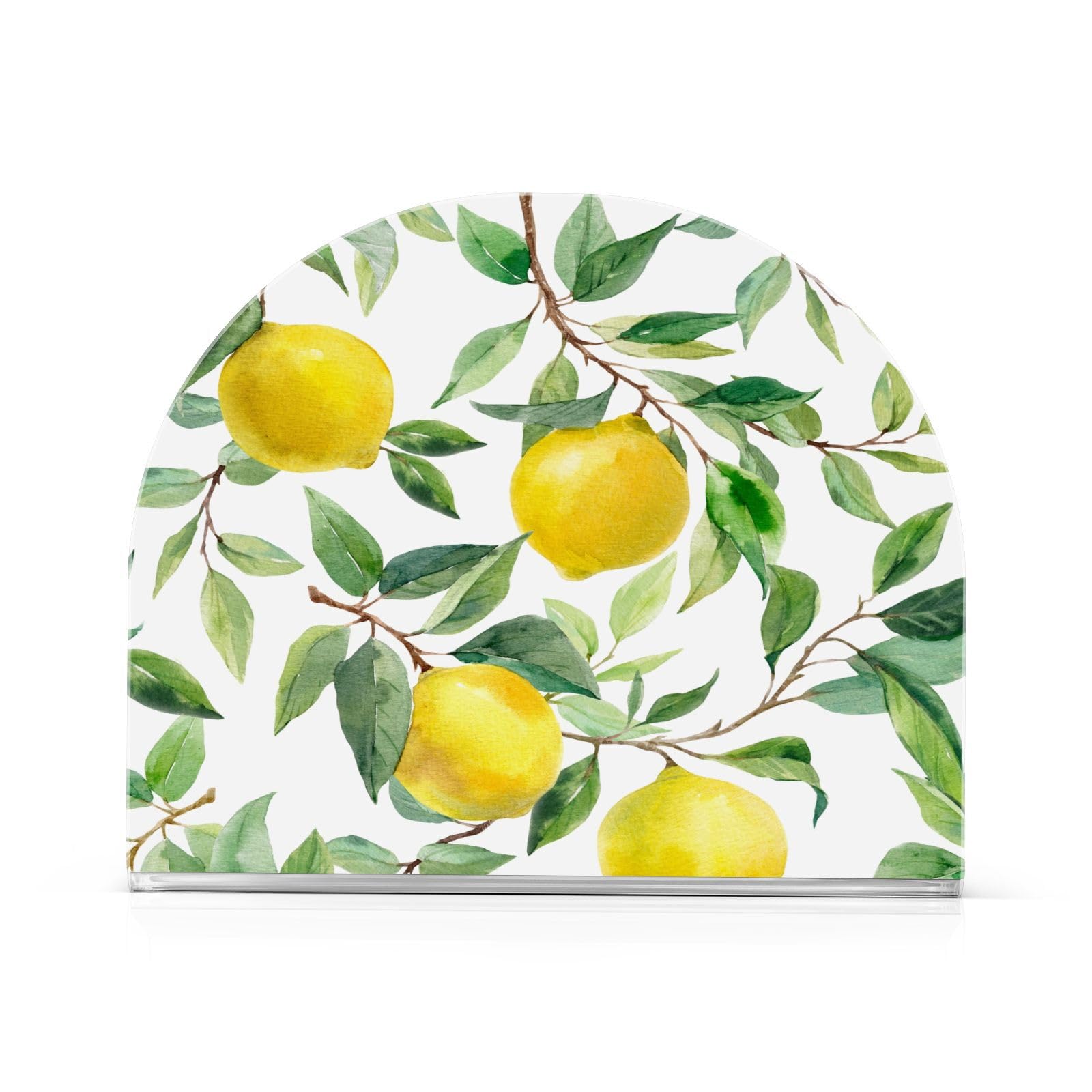 Yellow Lemons on Branches with Leaves Napkin Holder Acrylic for Kitchen Dining Table Napkins Paper Dispenser for Kitchen Restaurant Farmhouse Dinner Outdoor Home Decor