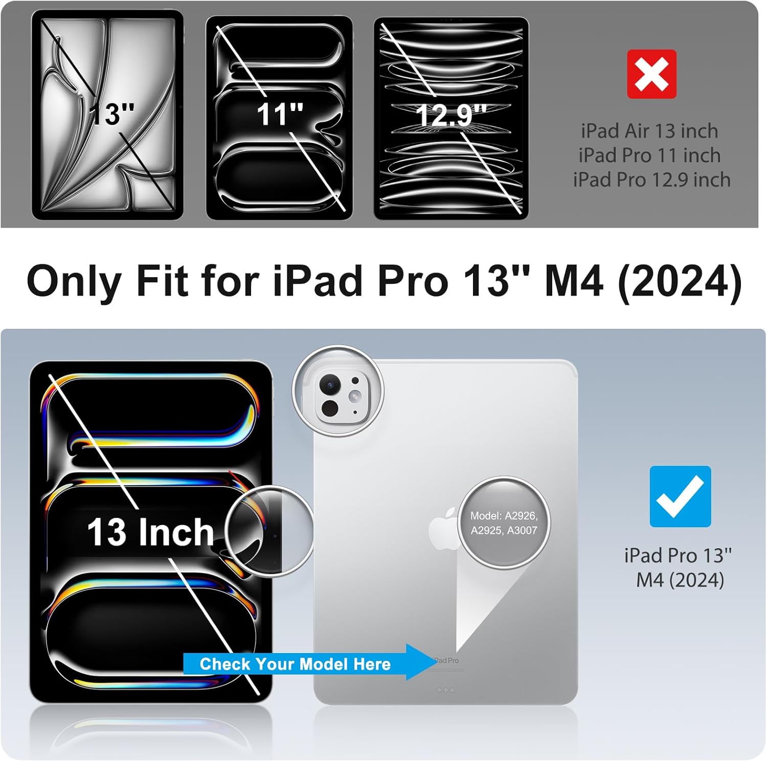 SPARIN 2+2 Pack Screen Protector for iPad Pro 13 Inch 2024 Bundle with Detachable Magnetic Stand Protective Case for iPad Pro 13-Black