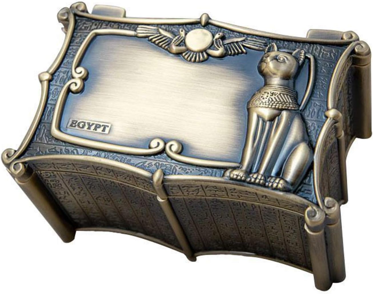 Hfior Metal Jewellery Box Organizer, Vintage Egypt Bastet Cat, for Rings, Earring, Necklaces Gift for Girls Mother Women