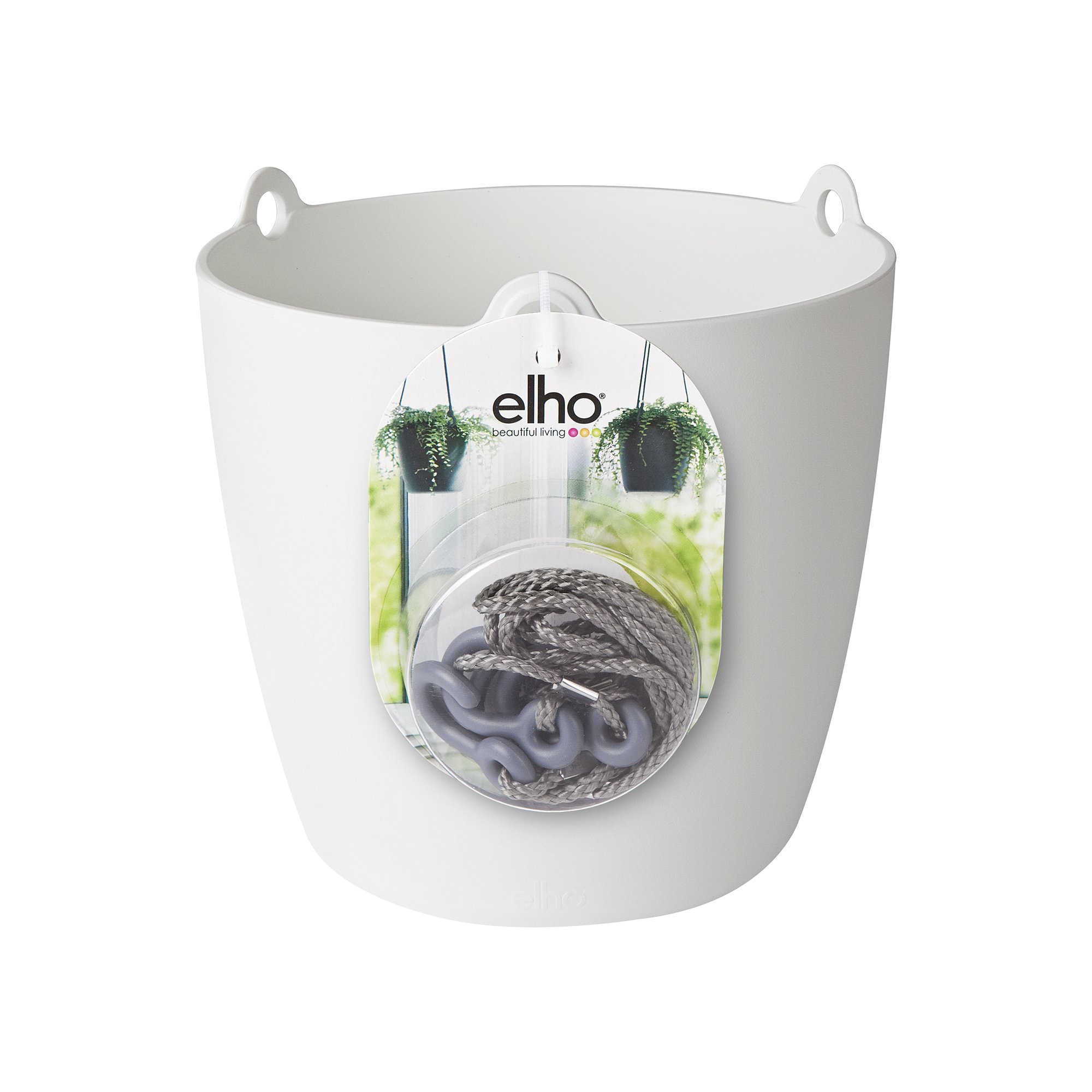 elho Brussels Hängeampel 18 - Blumentopf Hängend - Pflanzentopf für Innen - 100% recyceltes Plastik - Ø 18.3 x H 18.0 cm - Weiß/Weiss (Packung mit 4)
