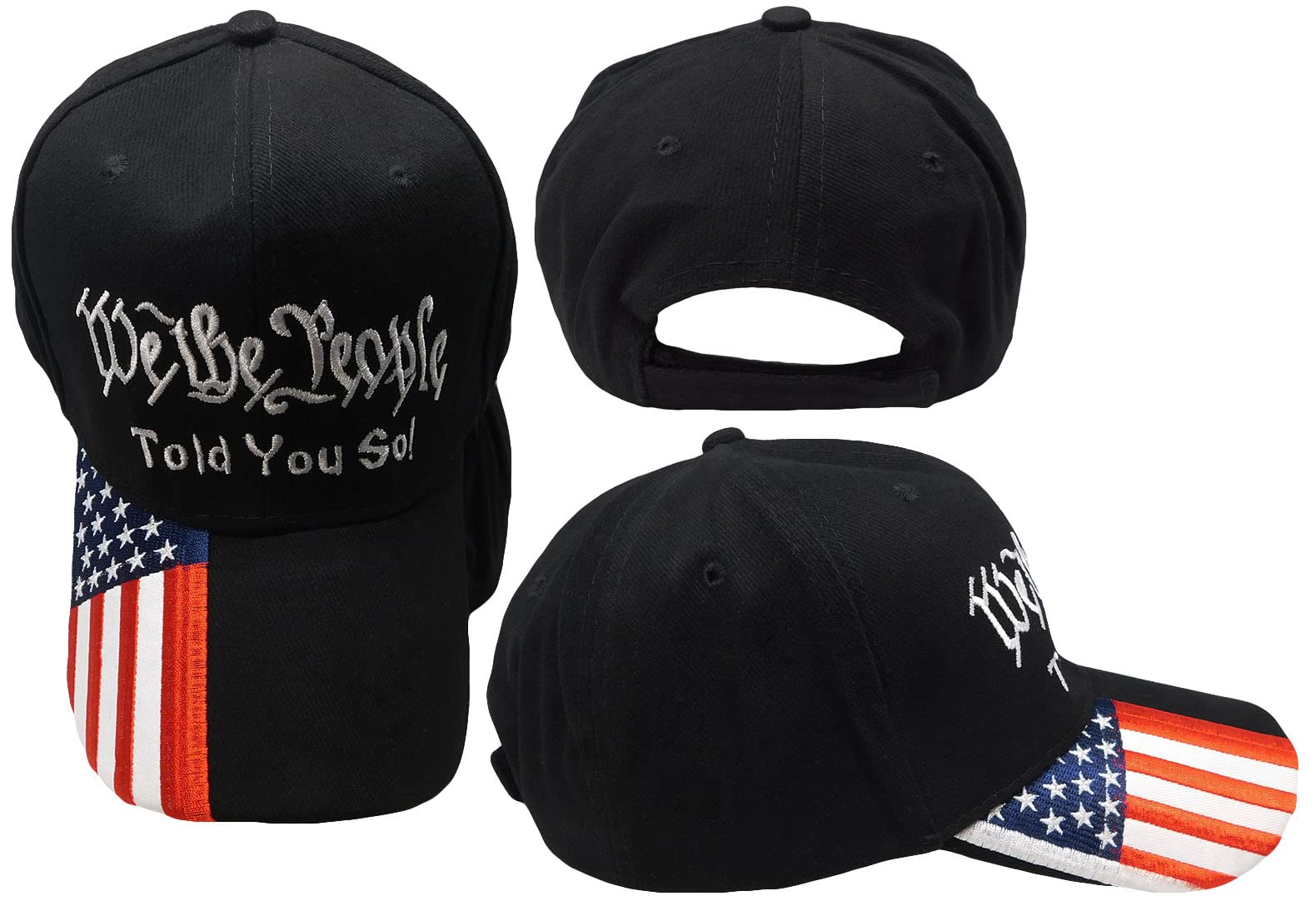 Trade WindsWe The People Told You So! Black RWB USA Flag On Bill Cotton Adjustable Embroidered Baseball Hat Cap