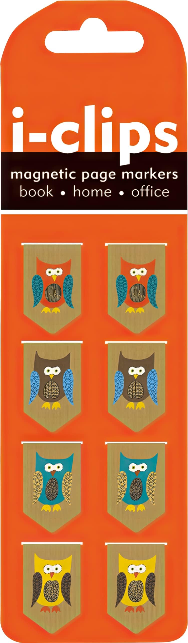 Owls i-clip Magnetic Page Markers (Set of 8 Magnetic Bookmarks)