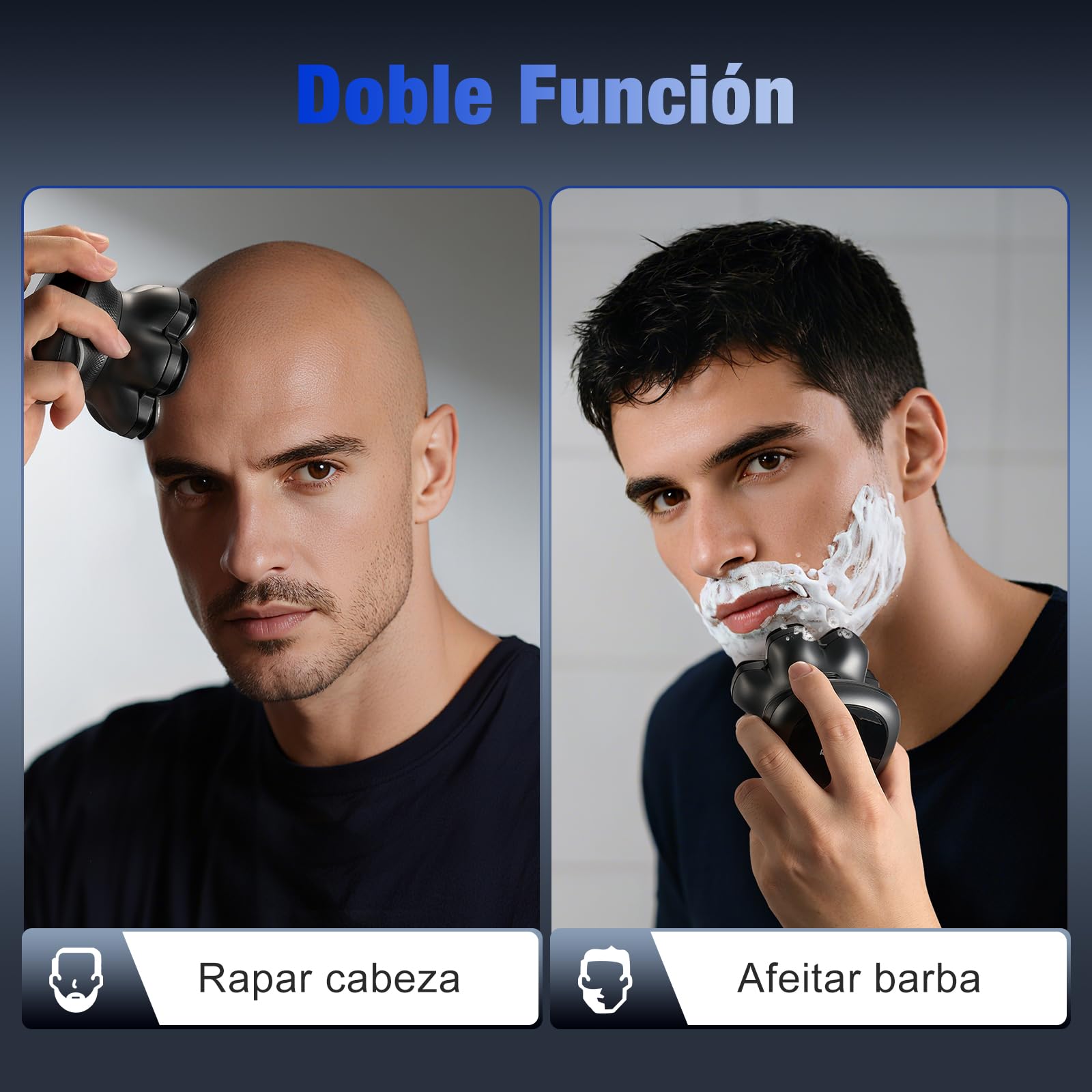 kensen Afeitadora Cabeza Hombre, Máquina de Afeitar Cabeza con 2 Velocidades, 7D Cabezales Magnéticos, Afeitadora Electrica Hombre Calva en Seco y Húmedo, IPX6 Impermeable, Carga USB-C, Pantalla LED
