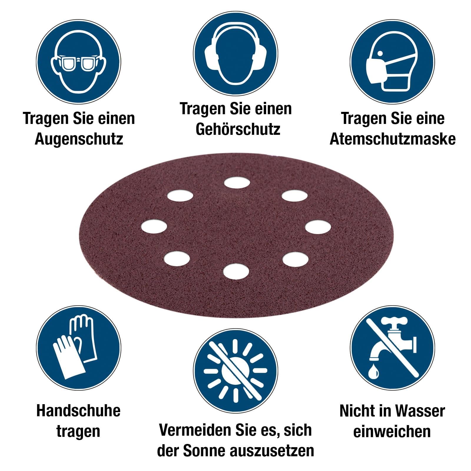 Schleifpapier 125mm Klett Set · P40 P60 P80 P100 P120 je 20 Stück · 8 Loch Schleifscheiben für Exzenterschleifer 125 · Schleifpads in Körnung 40 60 80 100 120 240