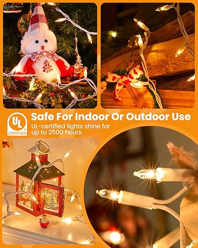 Miniatura 15 de Tira de luces transparentes de Navidad, 100 unidades, 25 pies, mini luces LED para interiores, tira de árbol de Navidad, cumpleaños, boda, fiesta