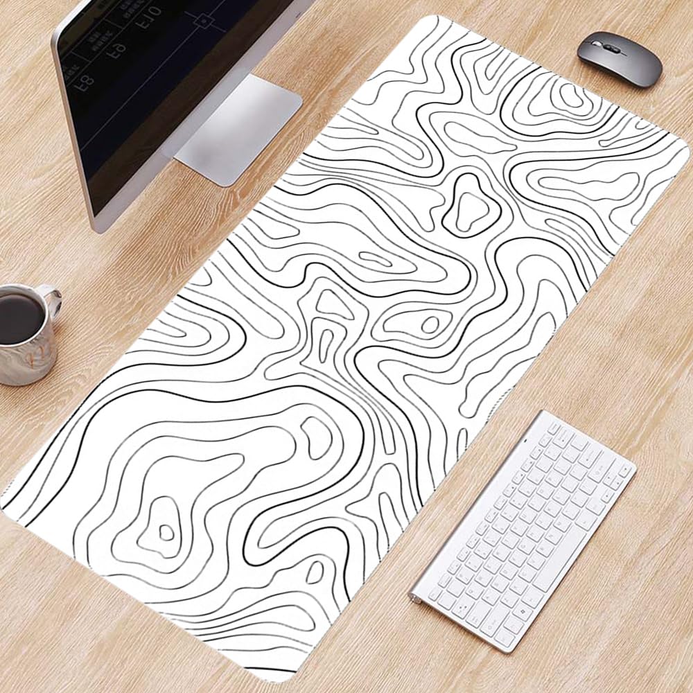Jadin Alfombrilla Ratón XXL Gaming, Mouse Pad (900x400mm), Vade Escritorio Antideslizante, Tapete Grande para Jugadores de PC, Oficina - Blanco