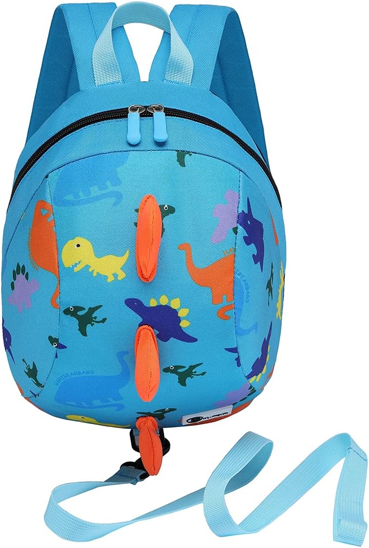 DD Toddler Boys Girls Kids Dinosaur Backpack, Cartoon Safety Anti-lost Strap Rucksack with Reins