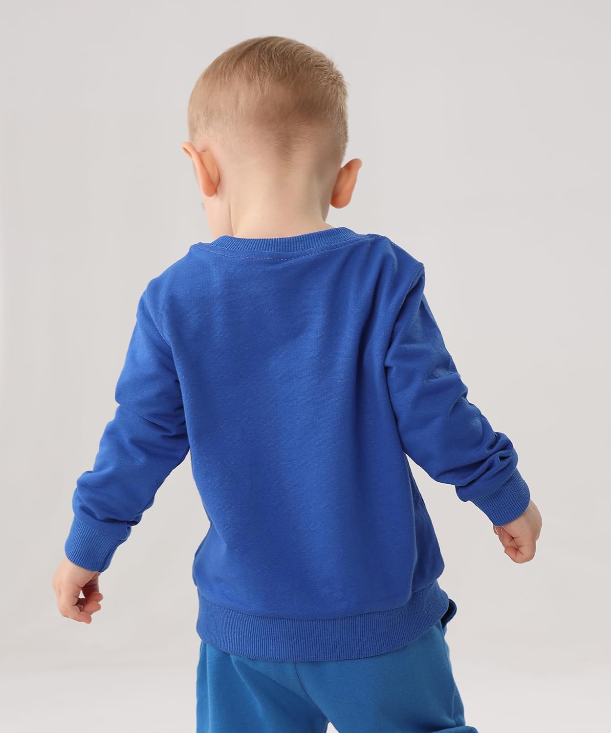 GFQLONG 幼児 男の子 2 パック コットン クルーネック スウェットシャツ ベビー 無地 長袖 プルオーバー トップス