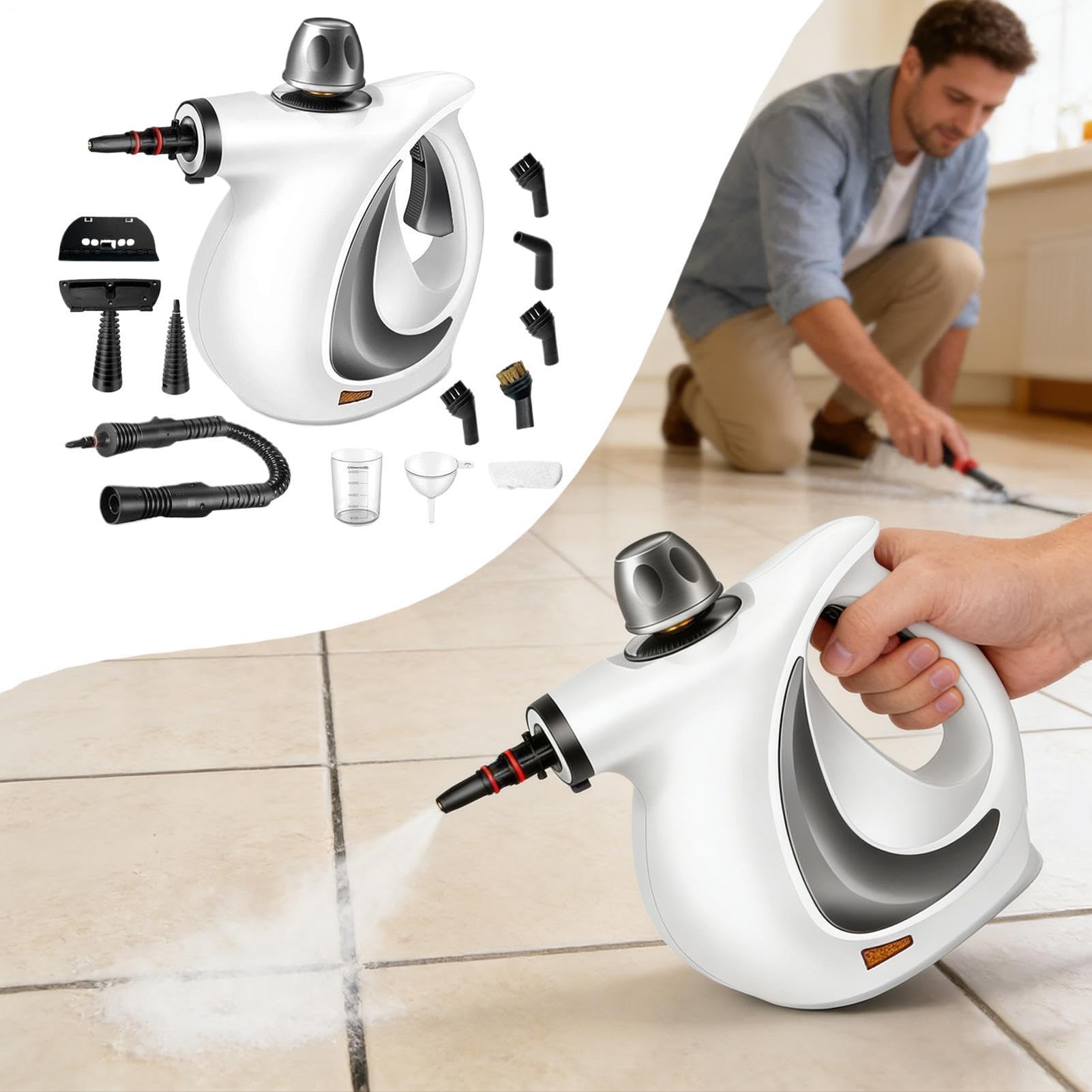 Limpiador a Vapor Portátil Potente y, Limpiador Portátil | Herramienta de Vapor para Juntas Para Coches, Cocina, Muebles, Ventanas, Suciedad y Grasa