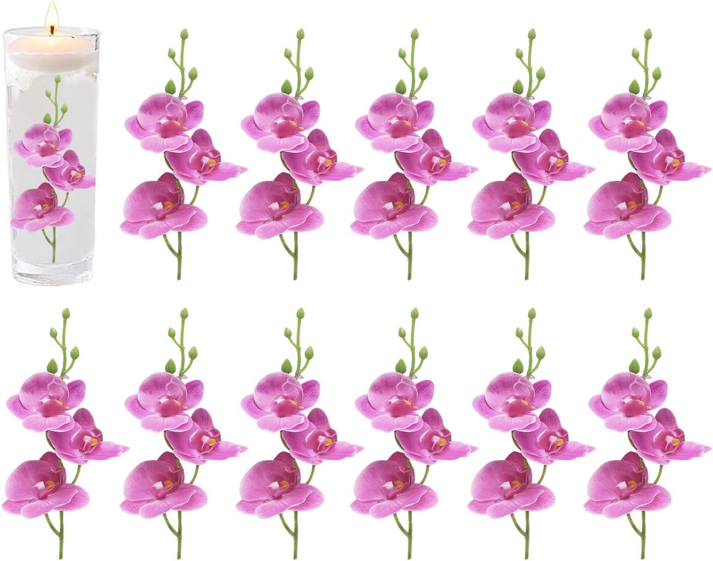 LARDUX12 PCS Artificial Flowers & 12 PCS Floating Candles