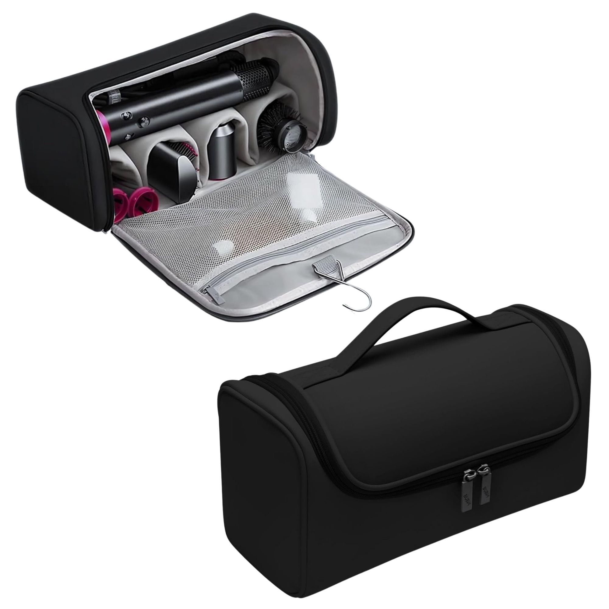 Hair Styling Tool Storage Case – Large Hanging Travel Organizer Bag with Compartments (Black) | Heat-Resistant Storage Bag for Hair Dryer, Straightener, Curling Iron & Styling Accessories-image-36
