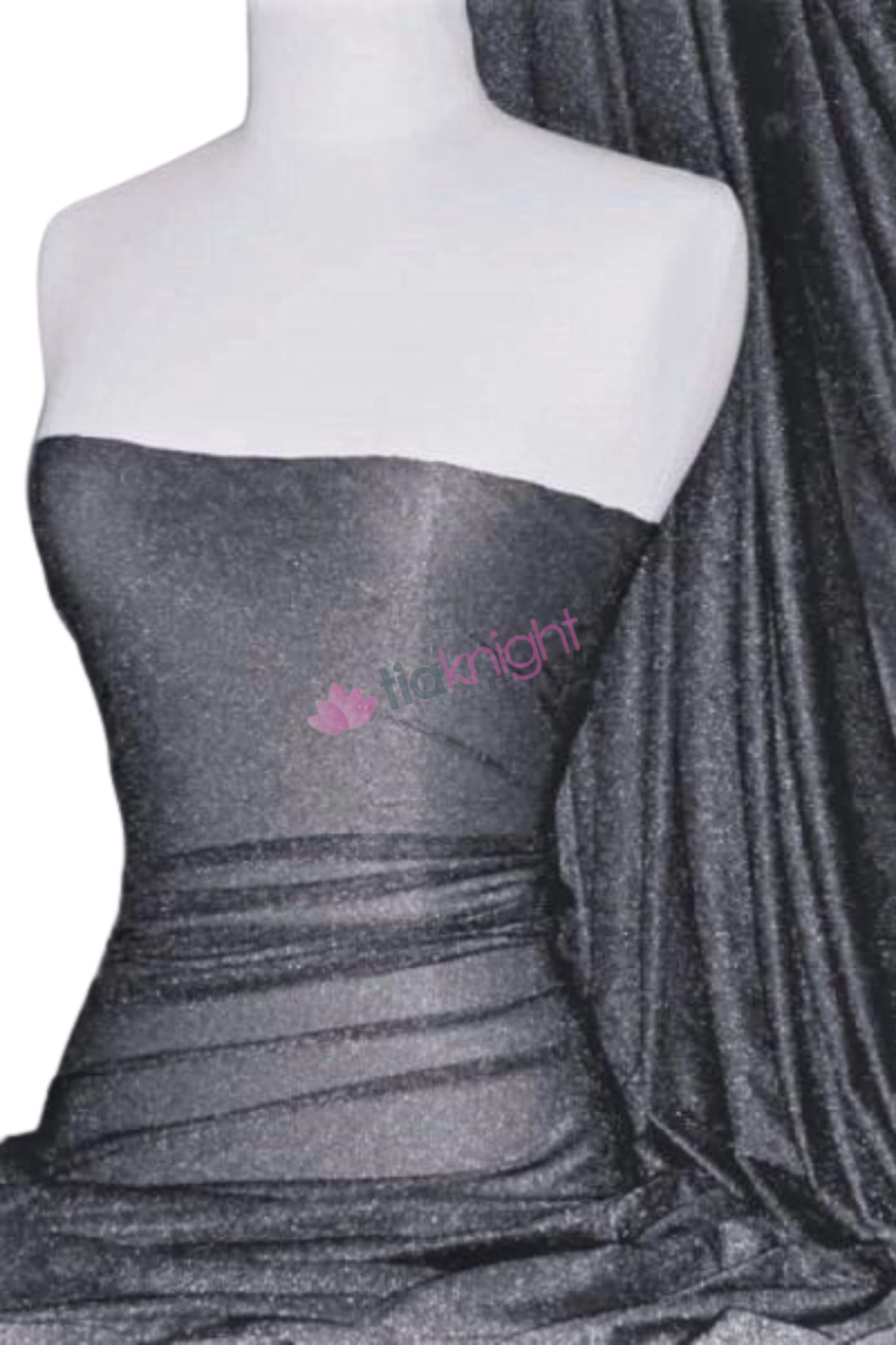 Tia Knight Inspired Fabrics Platinum Grey/Silver Shimmer Gold- Polyester-Polyamide 4 Way Stretch Dressmaking Fabric, Sold By The Metre, Tia Knight ()