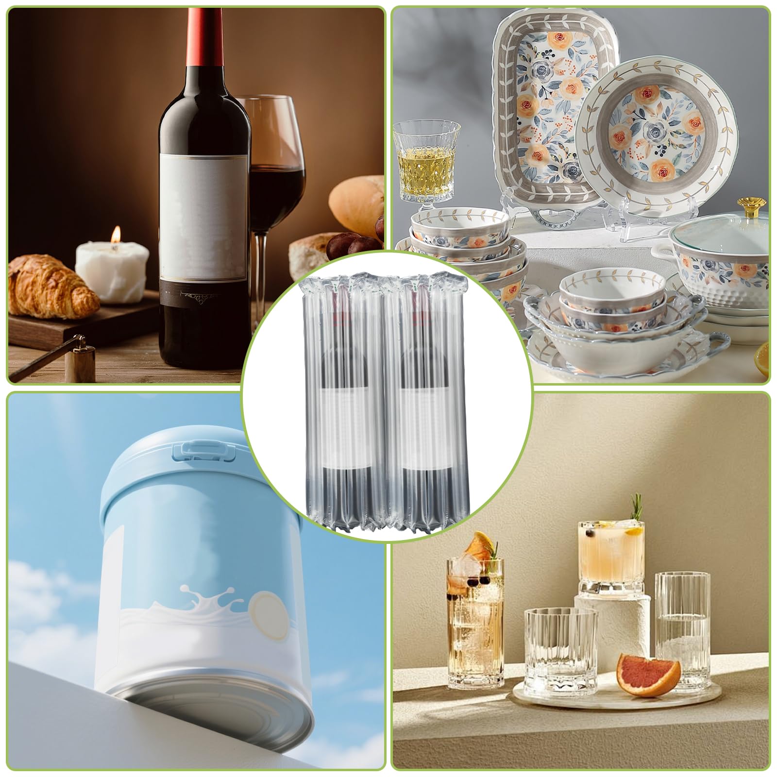 CYEER 50 m Luftsäulenfolie Rolle, 30 cm Breit, Aufblasbare Luftpolsterfolie inkl. Luftpumpe, zuschneidbare Verpackungsfolie für Weinflaschen, Glas, Keramik, Versand & Umzug