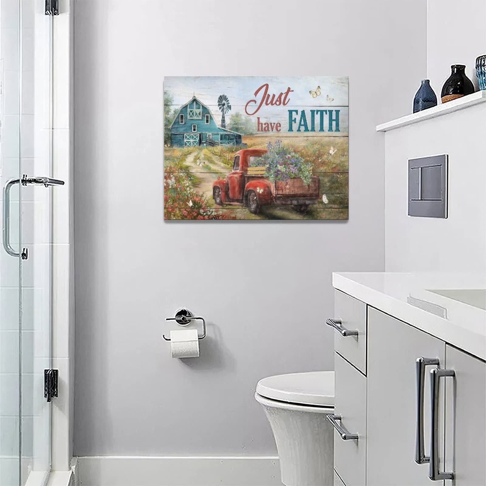 ZJJARTYB Rustico Casale Tela Wall Art Bella Campo Pittura Stampe Natura Paesaggio Immagine Bagno Camera Da Letto Ufficio Soggiorno Decorazione Della