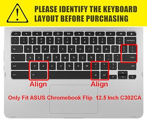 Miniatura 2 de Cubierta de teclado para ASUS Chromebook C433 C433TA C434, ASUS Chromebook Flip C302 C302CA-DH54 C302CA-DHM4 12.5" Chromebook, ASUS Chromebook
